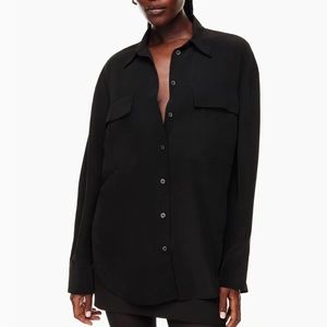 Babaton large black oversized silk shirt